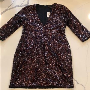 Express Copper Sequined Bodycon Dress